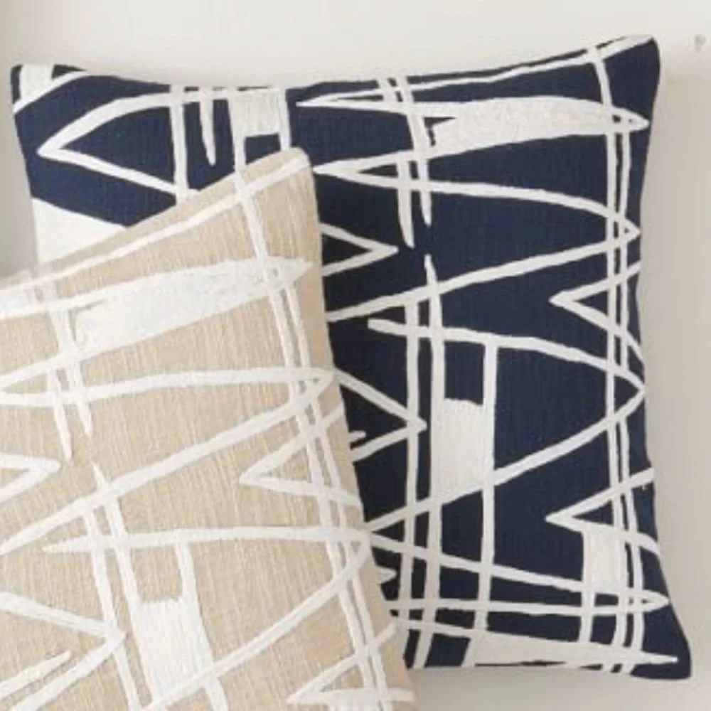 NWT - Pair (2) Woven NAVY MIDNIGHT Diamond Pillow Covers West Elm 20 x 20